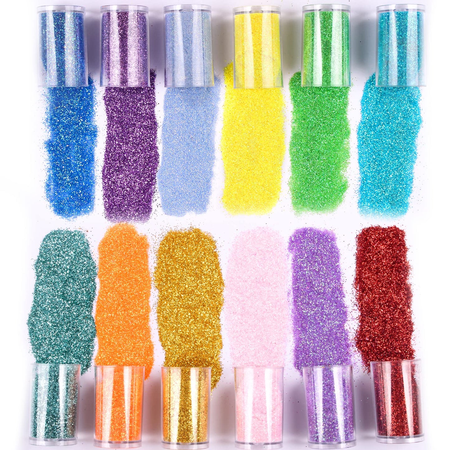 Pack of 45 Colors Iridescent Fine Glitter,Licool Extra Fine Holographic Glitter for Epoxy Resin DIY Craft,Nail Art,Body Hair Face Make up Powder,Slime Candle Tumbler Making Metalic