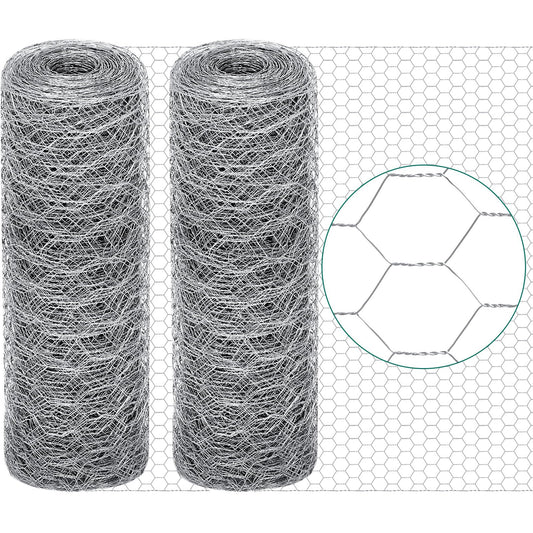 GlikCeil 12 in X 200 ft Chicken Wire Fencing Metal Floral Chicken Wire Mesh for Crafts Poultry Garden, 1 Inch Hexagonal Galvanized Hardware Cloth Netting for Poultry Coop Barrier Rabbit Cage (Silver)