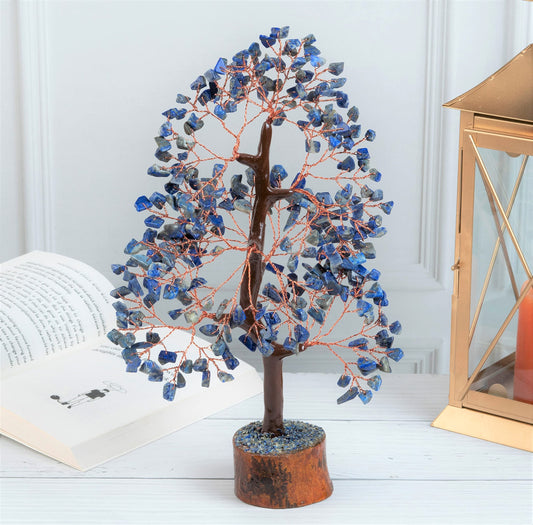 Crocon® Lapis Lazuli Chakra Crystal Tree of Life Gifts for Men Him & Family Handmade Gemstone Feng Shui Crystal Decoration Spiritual Gifts, Money Tree, Bithday Gift for Women Healing Crystals