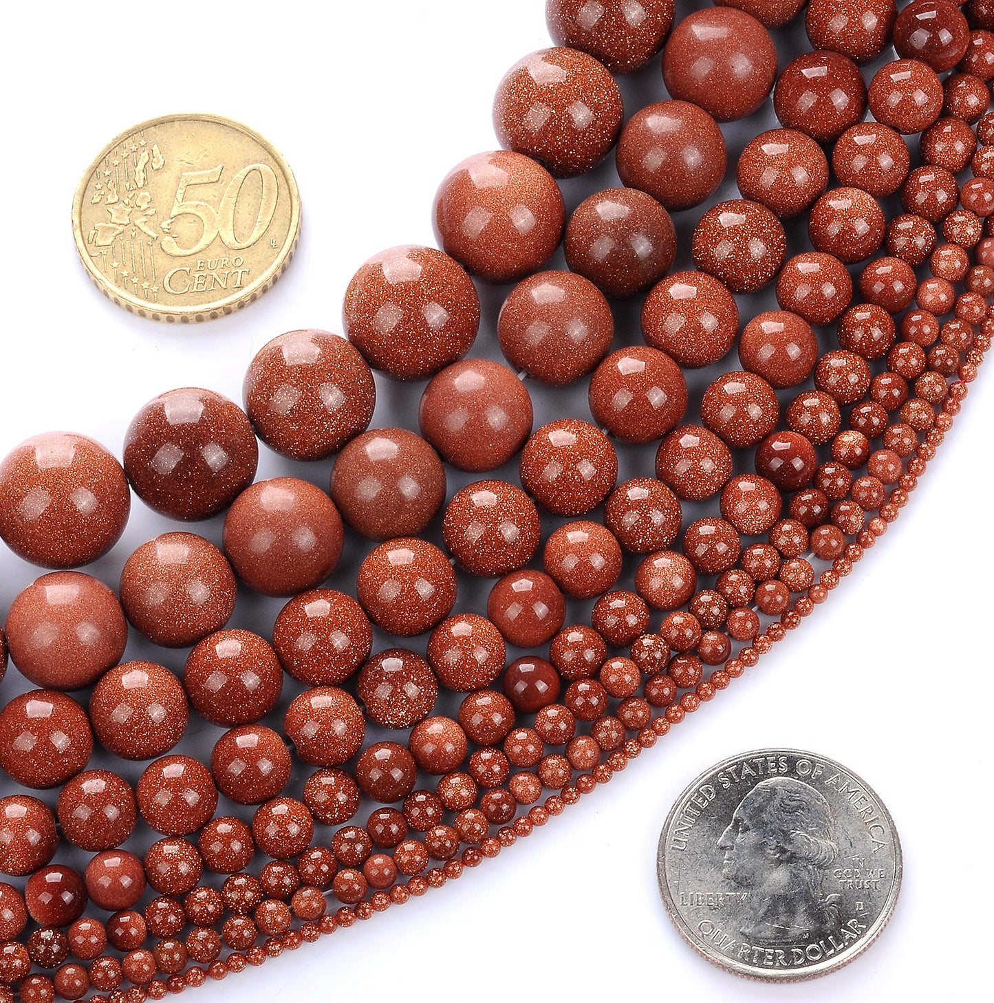 Natural Stone Beads 10mm Gold Sand Stone Round Loose Beads Crystal Energy Stone Healing Power for Jewelry Making DIY,1 Strand 15"