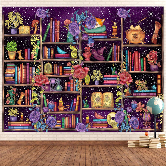 Atlastrip 8x6 Medieval Bookshelf Backdrop FT Bookcase Photography Background Bookshelf Library Backdrops Wall Hanging