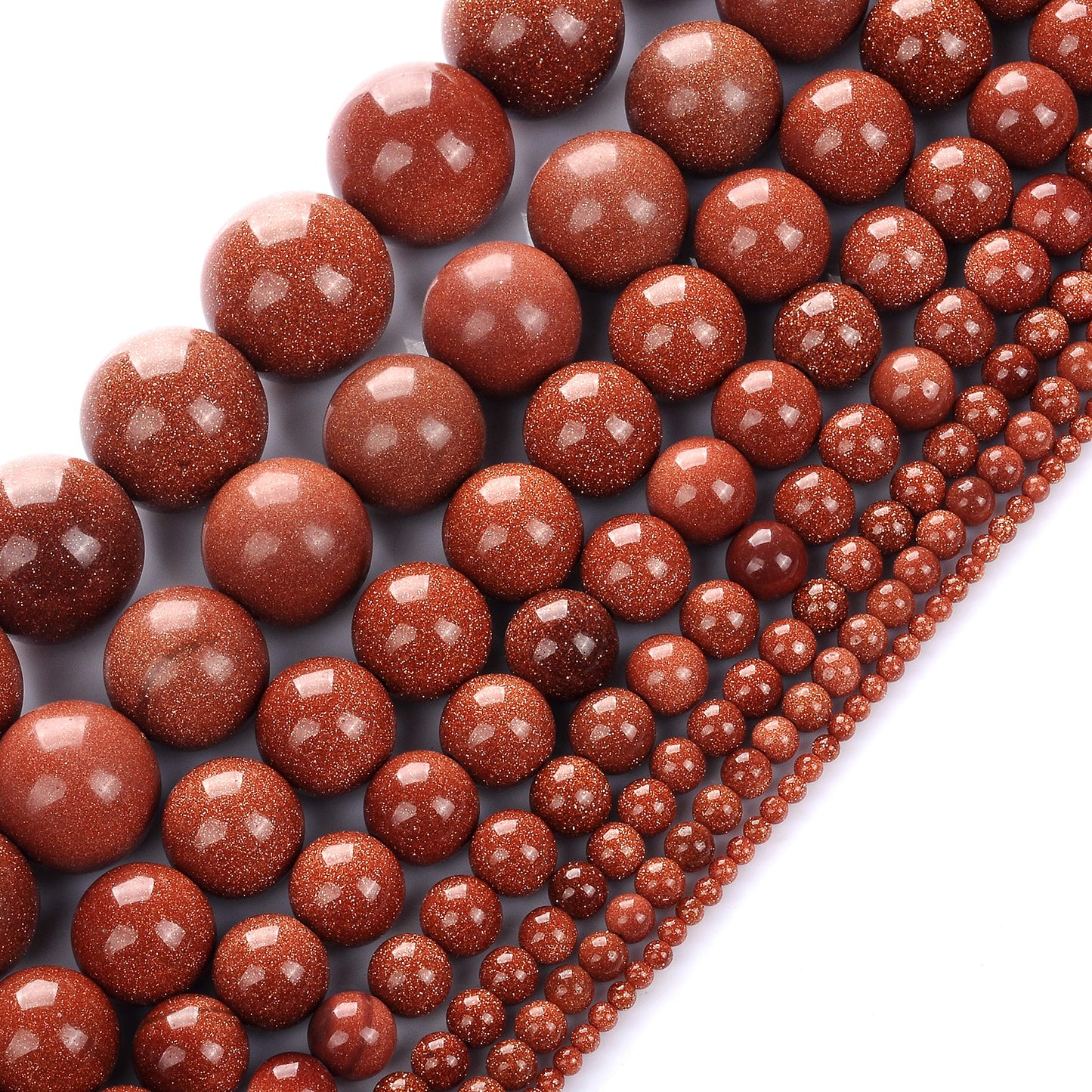 Natural Stone Beads 8mm Gold Sand Stone Round Loose Beads Crystal Energy Stone Healing Power for Jewelry Making DIY,1 Strand 15"