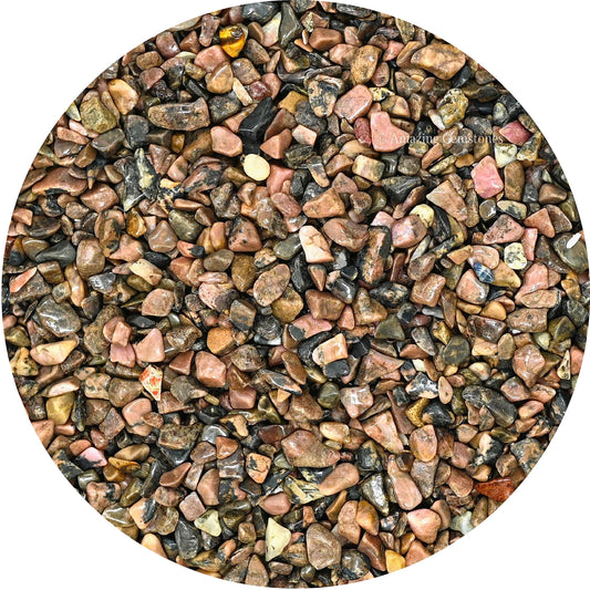 Amazing Gemstone Rhodonite Crystal Chips Aquarium Gravel Rocks - 1000+ Carat Bloodstone Chips Bulk Fish Tank Gravel, Small Tumbled Stone Chips and Tiny Crystals for Decoration (AAA Grade Gemstones)